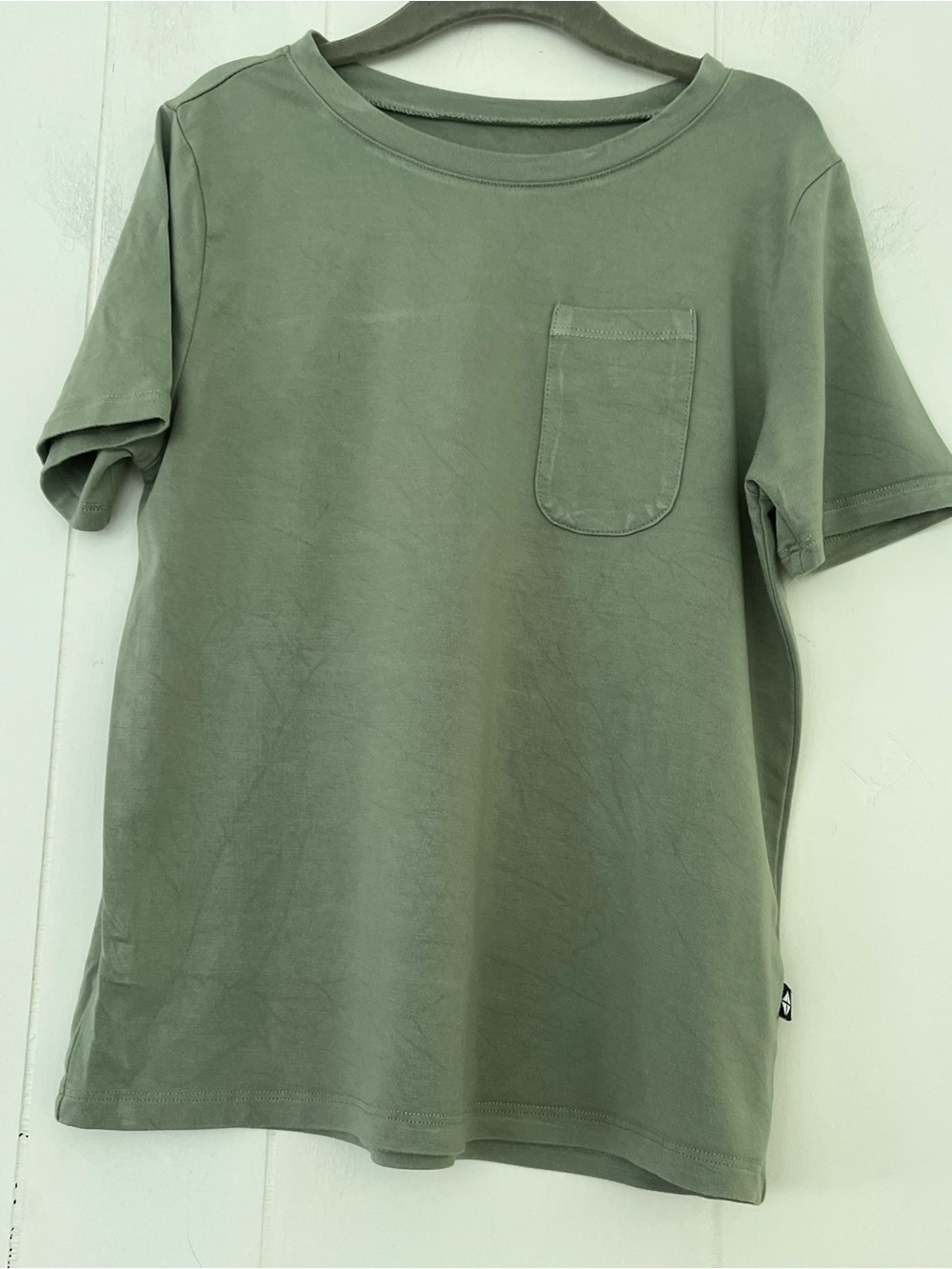 Kyte BABY Retired Thyme Green Short Sleeve Crew Neck Pocket Tee Size 7